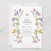 Spring Flowers en Vlinders Baby shower Kaart (Voorkant)
