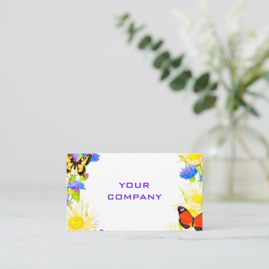 Spring Flowers en Vlinders Visitekaartje (Staand voorkant)