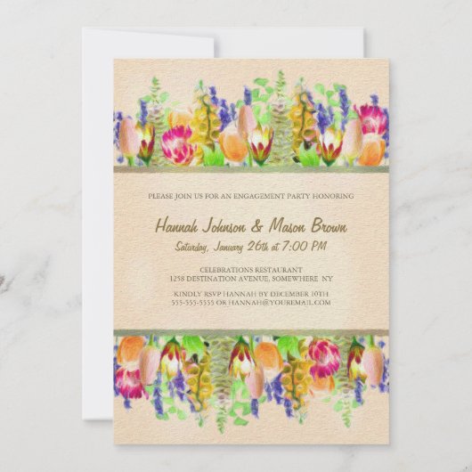 Spring Flowers Engagement Party Kaart (Achterkant)