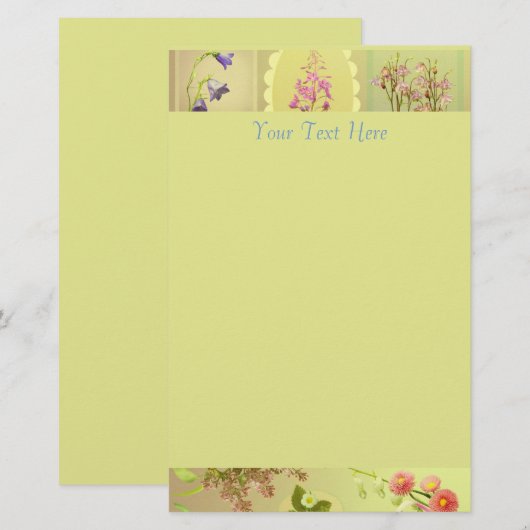 Spring Flowers Ephemera Stationery Briefpapier (Voorkant / Achterkant)