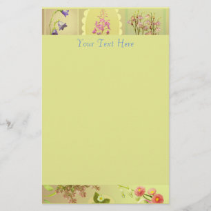 Spring Flowers Ephemera Stationery Briefpapier