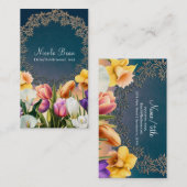 Spring Flowers Floral Lijst Elegant Chic Custom Visitekaartje (Voorkant / Achterkant)