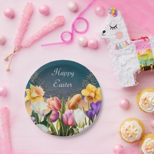 Spring Flowers Floral Lijst Elegant Chic Party Papieren Bordje (Feest)