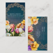 Spring Flowers Floral Lijst Elegant Refer an Frien Aanbevelingskaartje (Voorkant / Achterkant)