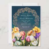 Spring Flowers Floral Lijst Elegante Uitnodigingen (Voorkant)