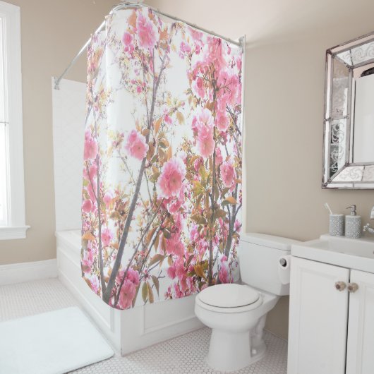 Spring Flowers Floral roze Cherry Blossom Art Cute Douchegordijn (In situ)