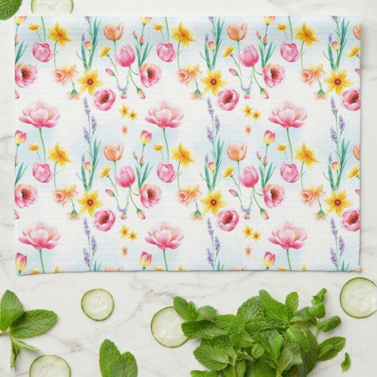 Spring Flowers Galore Theedoek (Gevouwen)