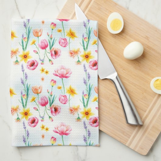 Spring Flowers Galore Theedoek (Quarter Fold)