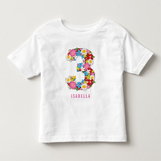 Spring Flowers Garden Pink Girl 3e verjaardag Kinder Shirts (Voorkant)