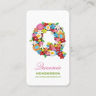 Spring Flowers Garden "Q" Monogram Profielkaart Visitekaartje