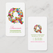 Spring Flowers Garden "Q" Monogram Profielkaart Visitekaartje (Voorkant / Achterkant)