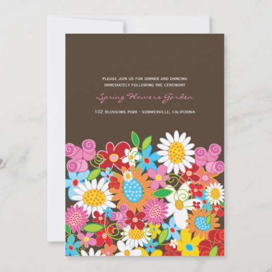 Spring Flowers Garden Whimsical Wedding Invite Kaart (Achterkant)