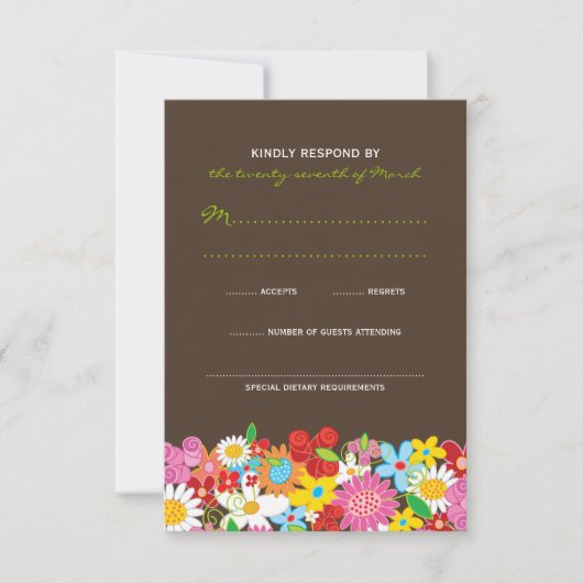 Spring Flowers Garden Whimsical Wedding RSVP Kaart (Voorkant)