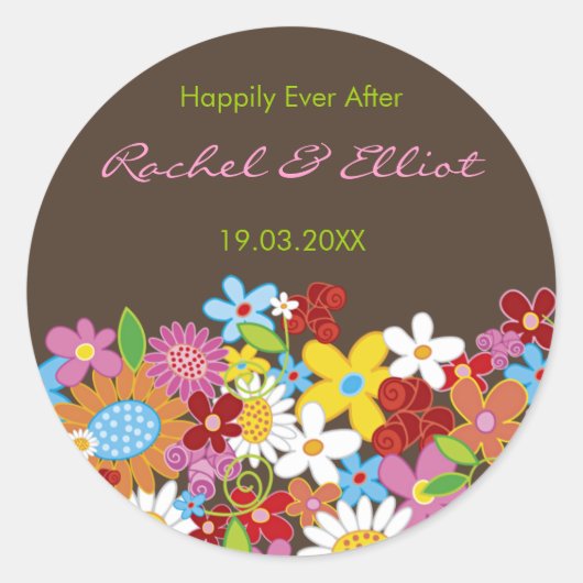Spring Flowers Garden Whimsical Wedding Sticker (Voorkant)