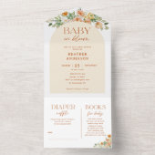 Spring Flowers Girl Baby shower All In One Uitnodiging (Binnen)