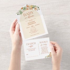 Spring Flowers Girl Baby shower All In One Uitnodiging