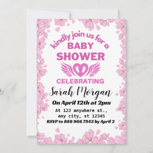 Spring Flowers Girl Baby shower Kaart