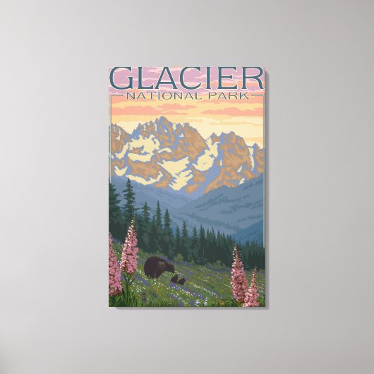 Spring Flowers - Glacier National Park, MT Canvas Afdruk (Voorkant)