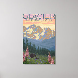 Spring Flowers - Glacier National Park, MT Canvas Afdruk