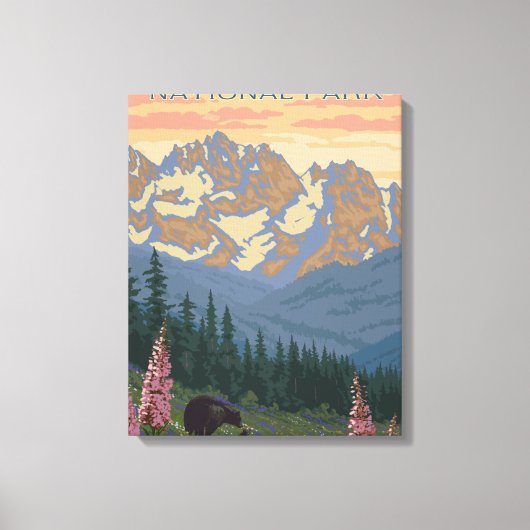 Spring Flowers - Glacier National Park, MT Canvas Afdruk (Voorkant)