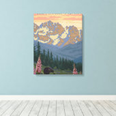 Spring Flowers - Glacier National Park, MT Canvas Afdruk (Insitu (Houten vloer))