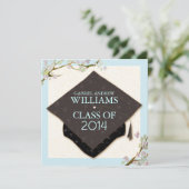 Spring Flowers + Graduation Cap 2014 Party Invites Kaart (Staand voorkant)
