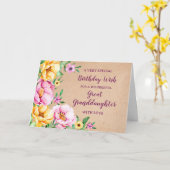 Spring Flowers Grote kleindochter Verjaardag Kaart (Gele Bloem)