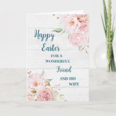 Spring Flowers Happy Easter Friend & zijn vrouw Feestdagen Kaart (Voorkant)
