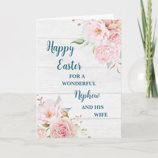 Spring Flowers Happy Easter Nephew en zijn vrouw Feestdagen Kaart (Voorkant)