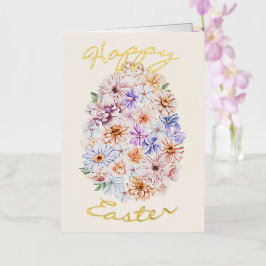 Spring Flowers Happy Pasen Folie Feestdagenkaart