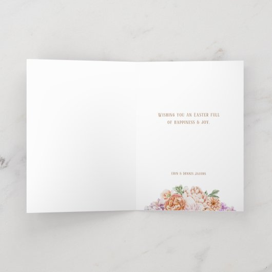 Spring Flowers Happy Pasen Folie Feestdagenkaart (Binnenlaag)