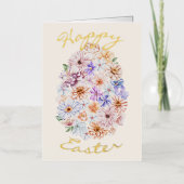 Spring Flowers Happy Pasen Folie Feestdagenkaart (Voorkant)