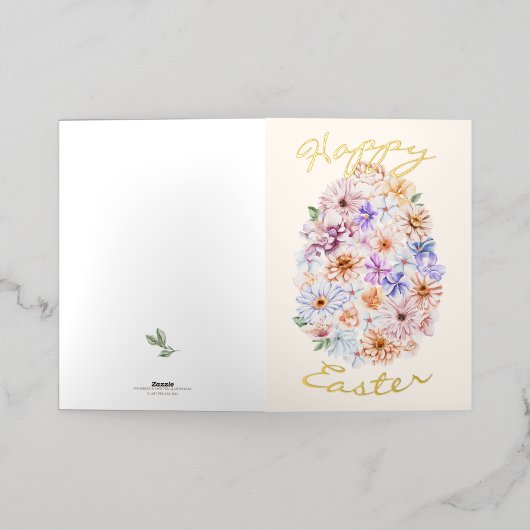 Spring Flowers Happy Pasen Folie Feestdagenkaart (Buiten Laag)