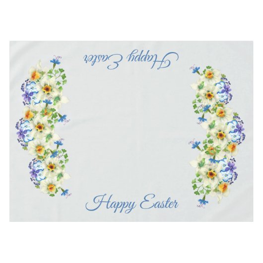 Spring Flowers Happy Pasen Tafelkleed (Voorkant (Horizontaal))