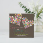 Spring Flowers Heart Engagement Party nodigt uit Kaart (Staand voorkant)