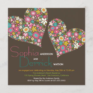 Spring Flowers Heart Engagement Party nodigt uit Kaart