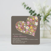 Spring Flowers Heart Love Vrijgezellenfeest Invite Kaart (Staand voorkant)