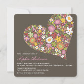 Spring Flowers Heart Love Vrijgezellenfeest Invite Kaart (Voorkant)