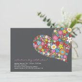 Spring Flowers Heart Valentijn Party Invite Kaart (Staand voorkant)