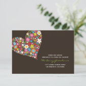 Spring Flowers Heart Wedding Reception Kaart (Staand voorkant)