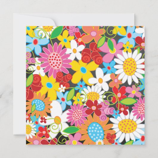 Spring Flowers Heart Whimsical Chalkboard Wedding Kaart (Achterkant)