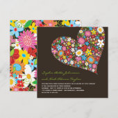 Spring Flowers Heart Whimsical Wedding Invite Kaart (Voorkant / Achterkant)