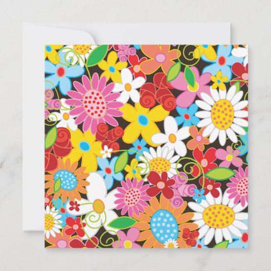 Spring Flowers Heart Whimsical Wedding Invite Kaart (Achterkant)