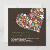 Spring Flowers Heart Whimsical Wedding Invite Kaart (Voorkant)