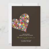 Spring Flowers Heart Whimsical Wedding Invite Kaart (Achterkant)