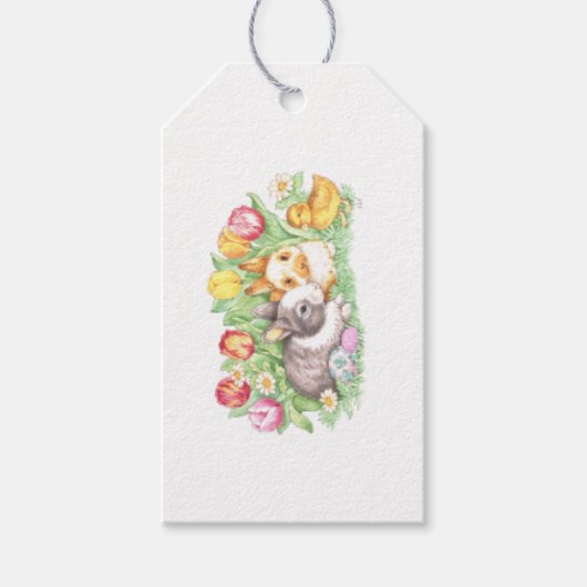Spring Flowers Holiday Chick Easter Bunny Gift Lab Cadeaulabel (Voorkant)