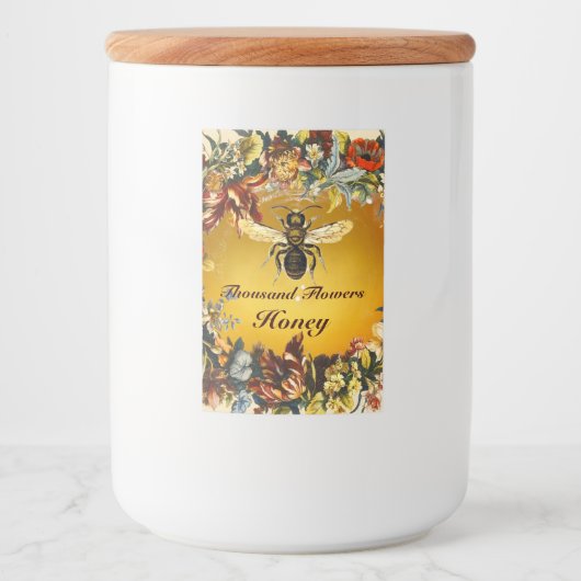 SPRING FLOWERS HONEY BEE / BEEKEEPER BEEKEEPING VOEDSELCONTAINER ETIKET (Voorkant)