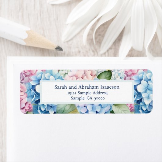 Spring Flowers Hydrangeas Retour Adreslabels Etiket (Insitu)
