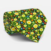 Spring Flowers II - Donkergroen Stropdas (Opgerold)