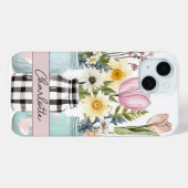 Spring Flowers in Mason Jar Design met naam Case-Mate iPhone Case (Achterkant (horizontaal))